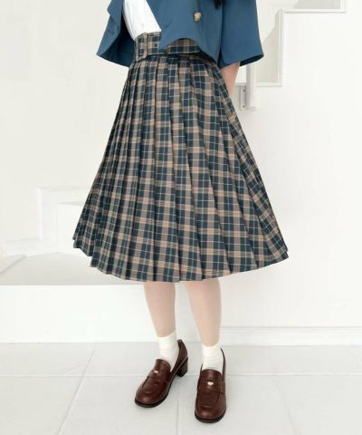 Pleated skirt with wide belt / F i.n.t [55AG02n003]