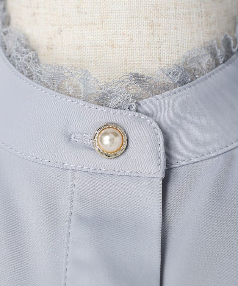 Collar button up (blue gray)