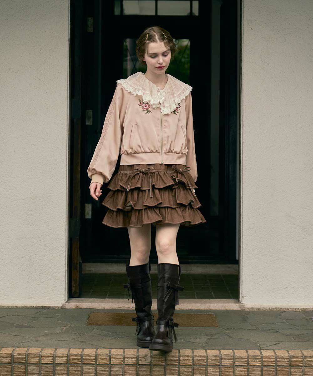 pink beige / 168cm / チュールブラウスとのレイヤード