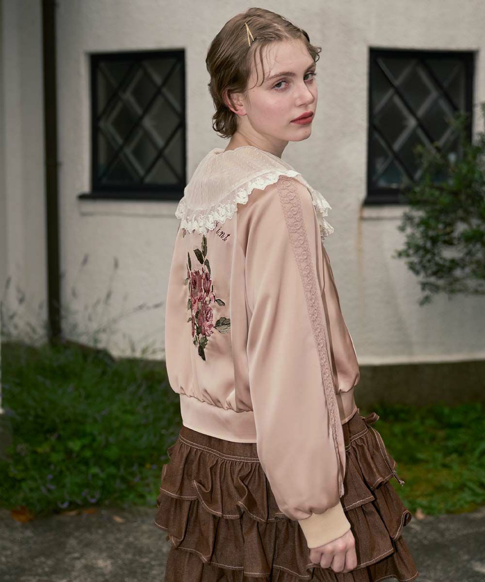 pink beige / 168cm / チュールブラウスとのレイヤード