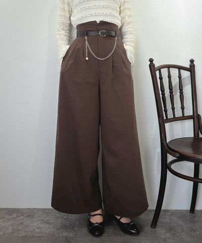 High-waisted pants with chain belt / an another angelus [55BH03q001]