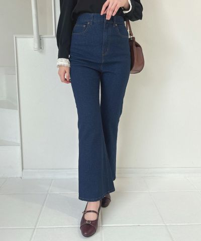 High-waisted flared denim pants / F i.n.t [00AH06q006]