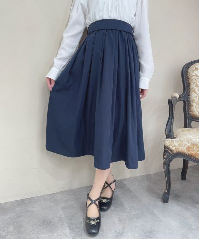 Water-repellent gathered skirt with ribbon belt / an another angelus [00BG03p002]