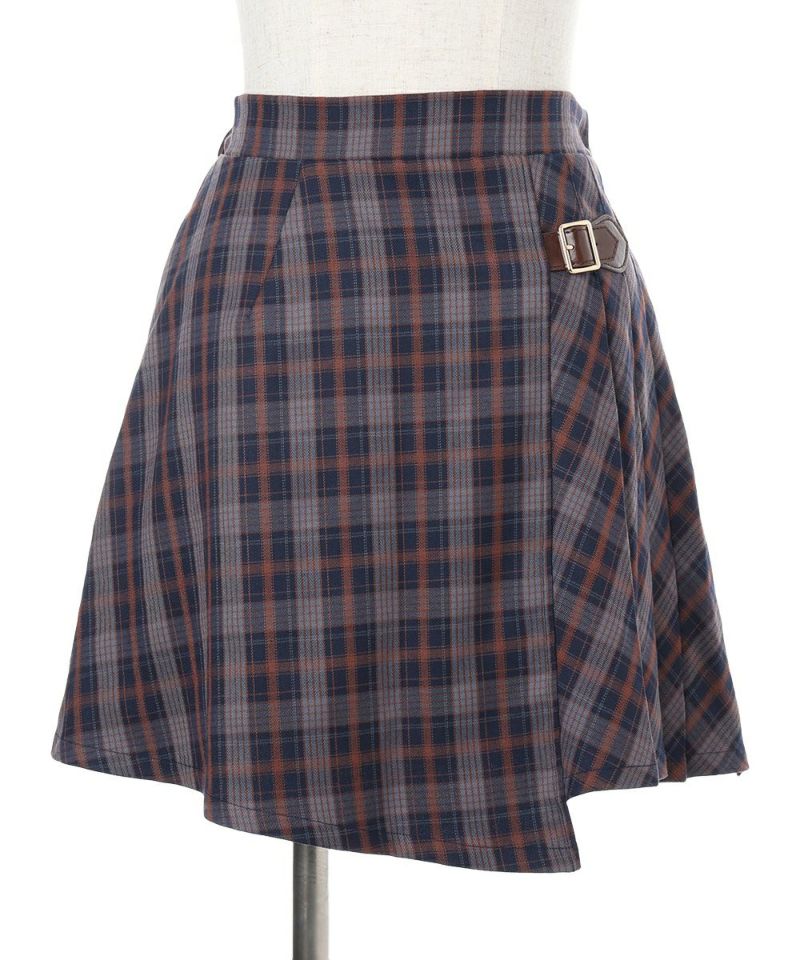 ラップ風アシメチェックミニスカート/F i.n.t [55AG02k004] | F i.n.t