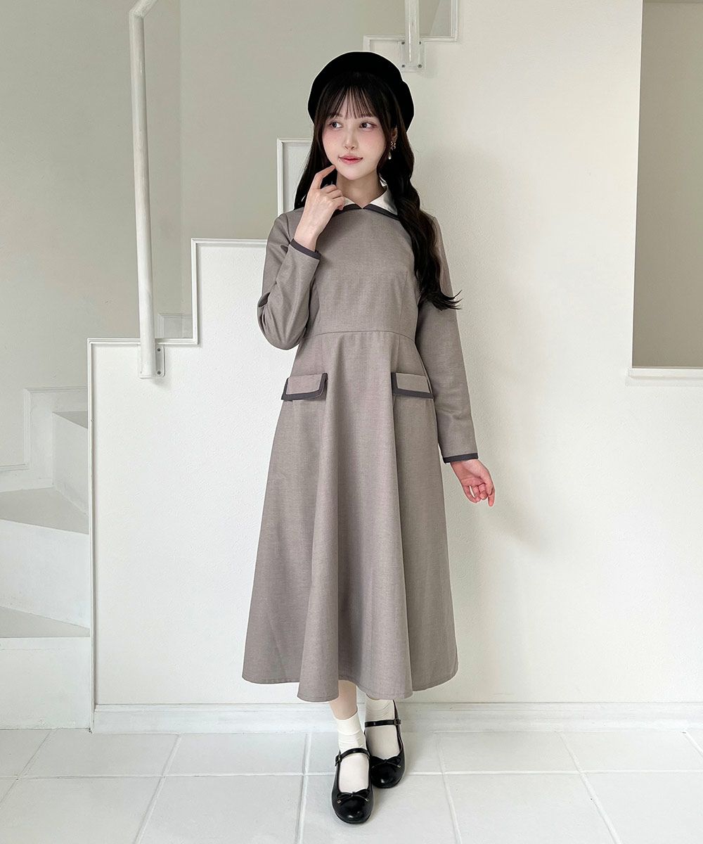 beige / 158cm / リボンタイを外した状態