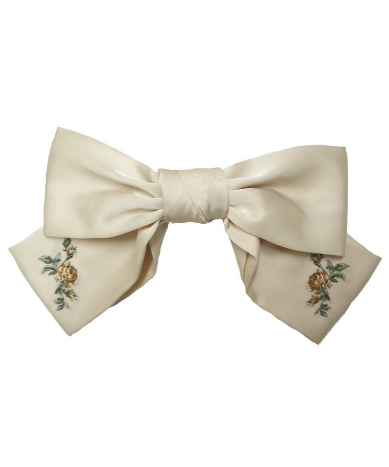 ローズ刺繍ビッグリボンバレッタ/an another angelus [55BB17a002] | F