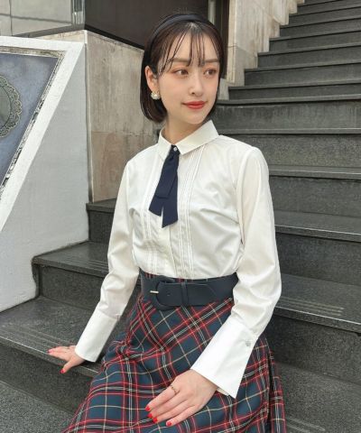 [Pre-sale] Bejeweled Button-Up Tie Shirt / an another angelus [55BF02j011]