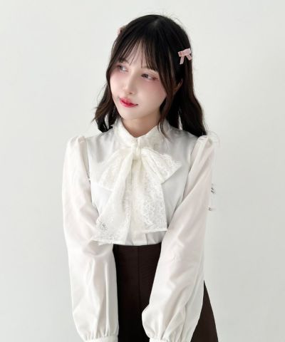 Scallop Lace Bowtie Shirt / F i.n.t [55AF01j006]