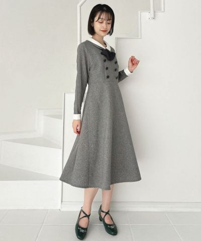 Cleric Double Collar Dress with Tie / an another angelus [55BE02j007]