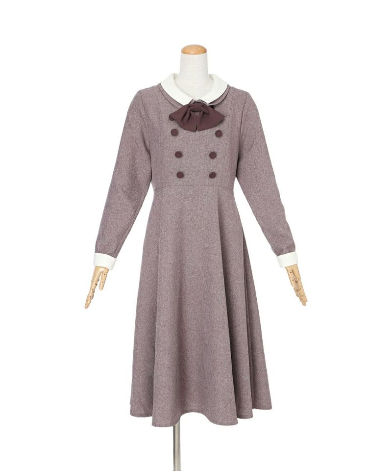 クレリックダブルカラータイ付きワンピース/an another angelus