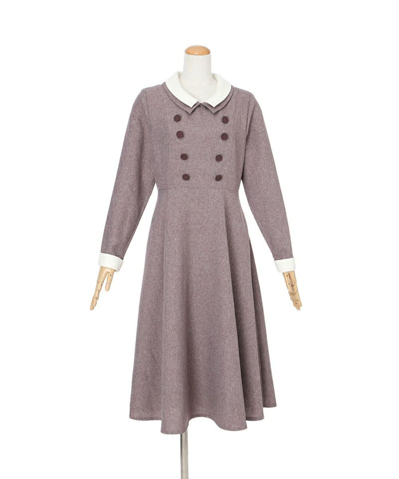 クレリックダブルカラータイ付きワンピース/an another angelus