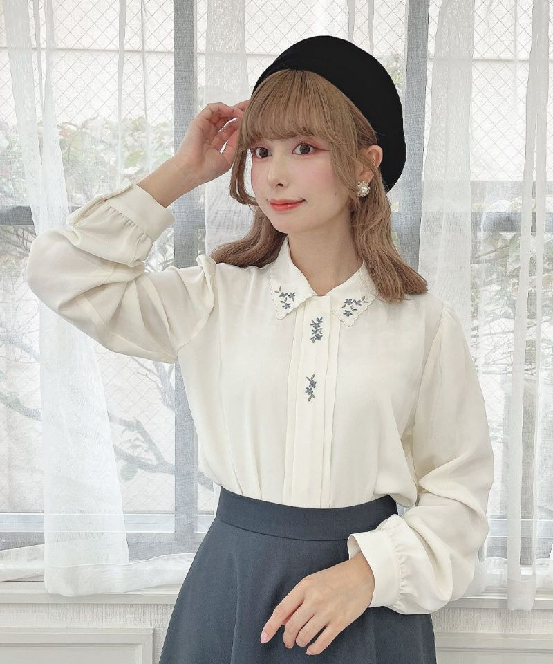 ella scallop collar knit ブラック