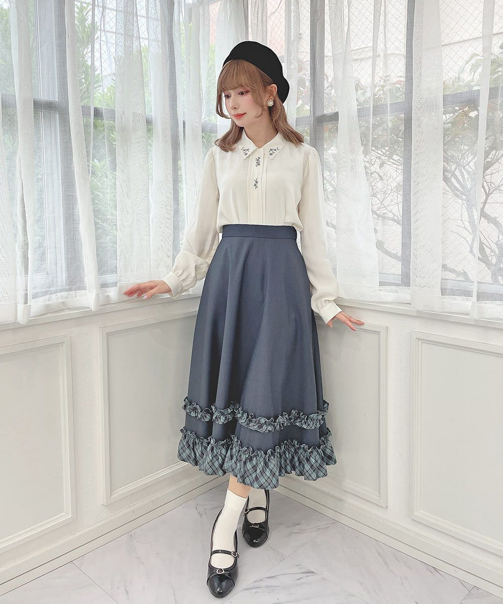 スカラップ衿フロント小花刺繍ブラウス/F i.n.t [55AF02j007] | F