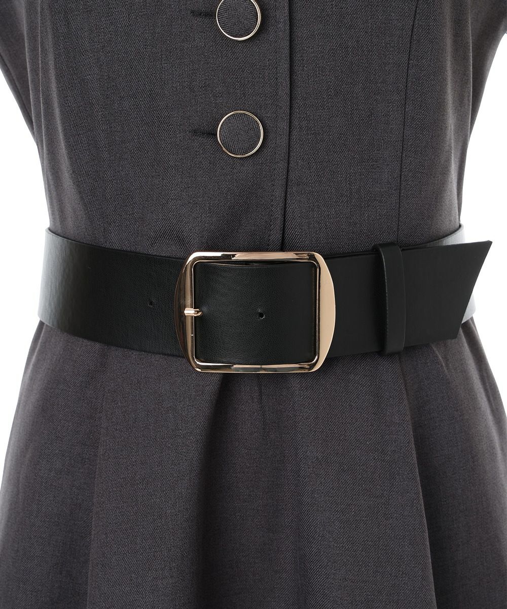 ベルト付きウールライク開衿ジレワンピース/an another angelus