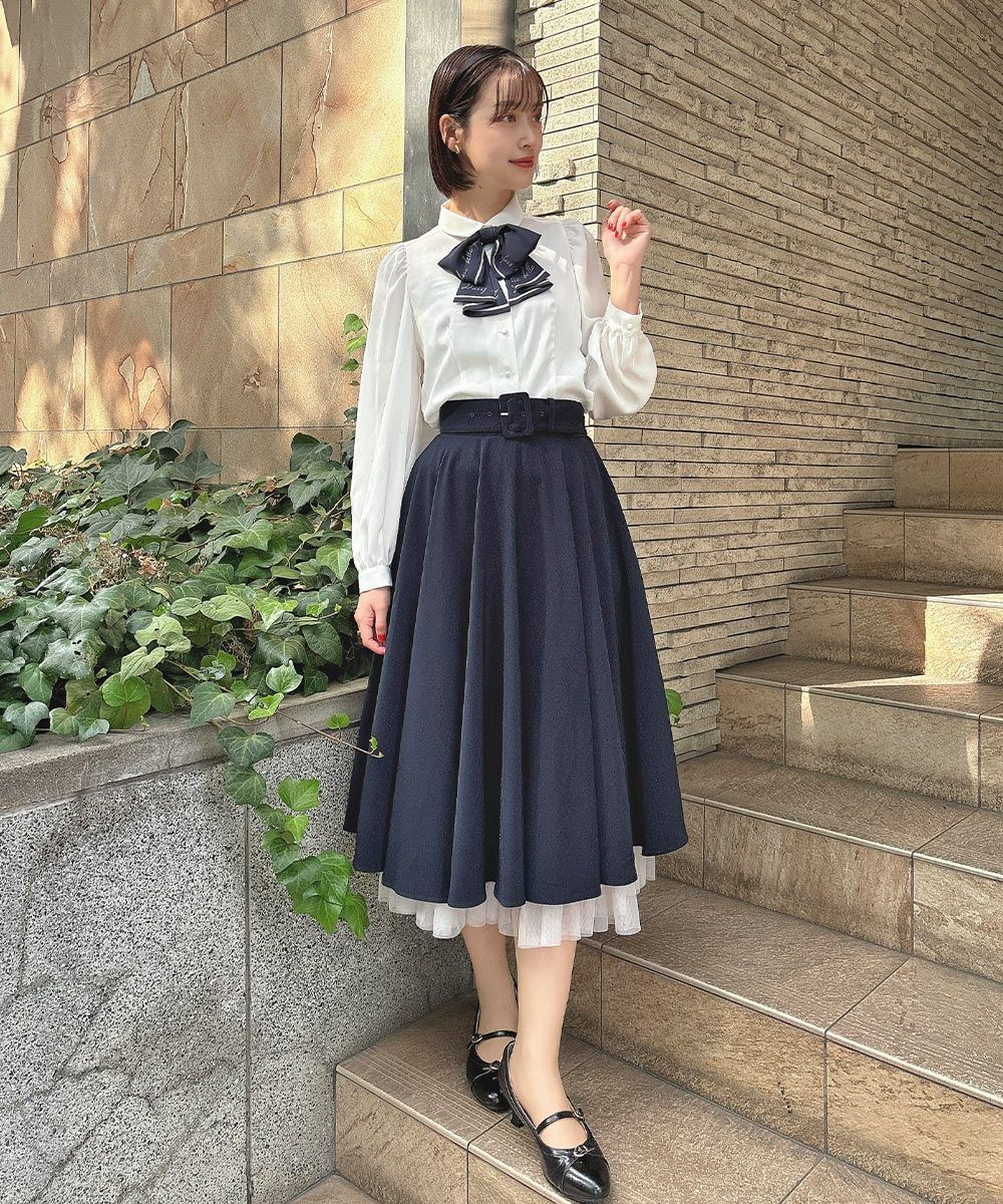 Yves Saint Laurent/ネイビー/膝丈スカート/9号 今期 完売品 she tokyo  