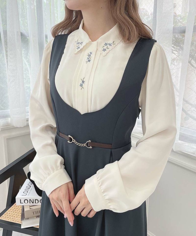 チェーンビット使いディープVネックジャンパースカート/F i.n.t