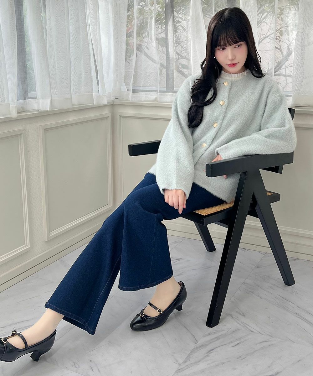 ゴールド釦コクーンシャギーニットカーディガン/F&A [55CJ04j003] | F