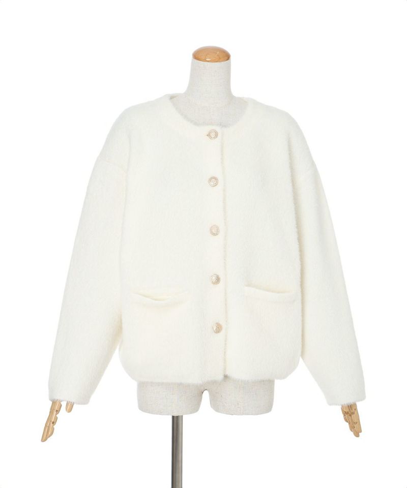 ゴールド釦コクーンシャギーニットカーディガン/F&A [55CJ04j003] | F