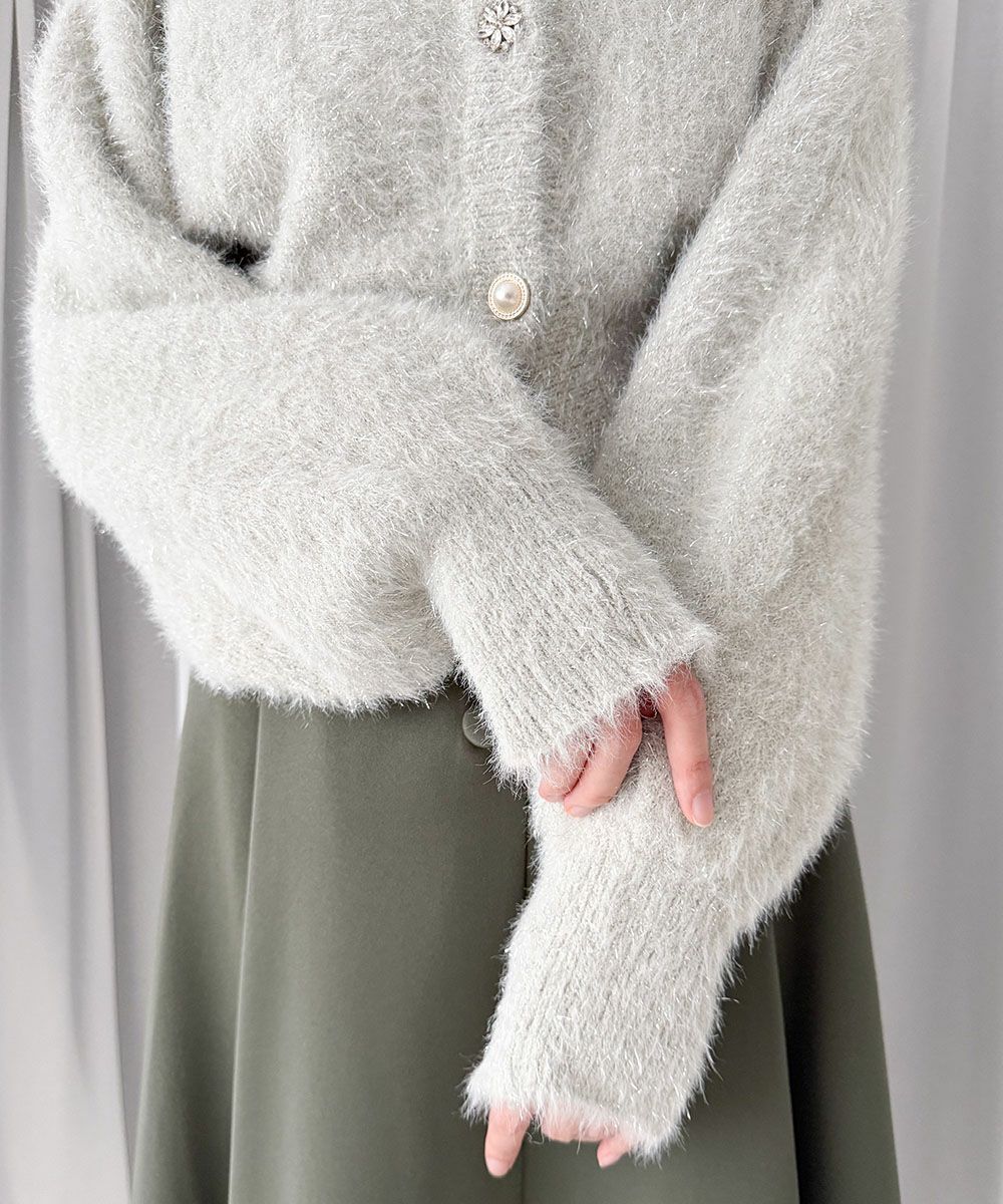 アソート釦ラメシャギーニットカーディガン/an another angelus