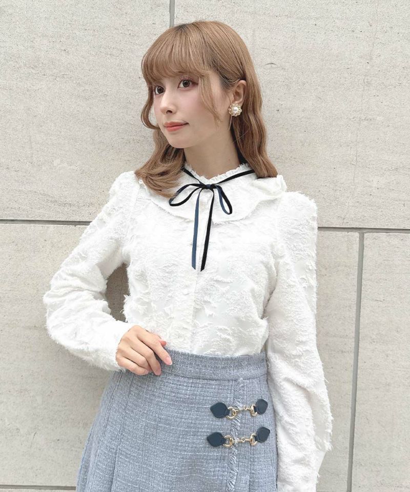 リボン付きカットジャガードフリルブラウス/F i.n.t [56AF02j008] | F