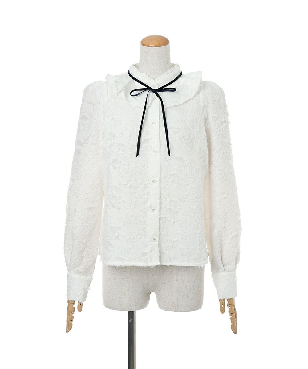 リボン付きカットジャガードフリルブラウス/F i.n.t [56AF02j008] | F