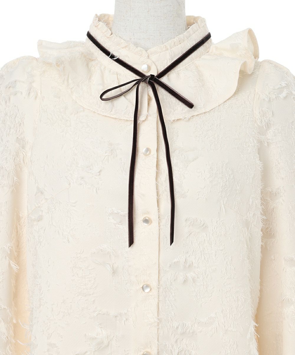 リボン付きカットジャガードフリルブラウス/F i.n.t [56AF02j008] | F