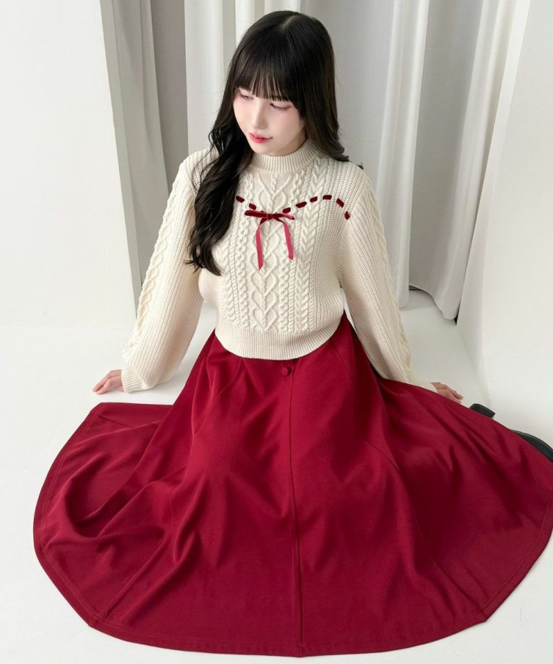 ハートはしごリボンケーブルニットプルオーバー/F i.n.t [56AJ03j007