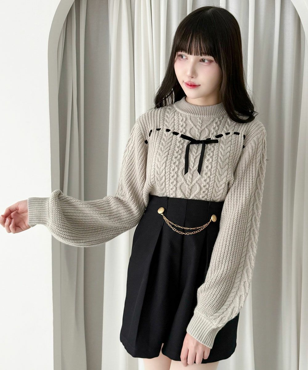 ハートはしごリボンケーブルニットプルオーバー/F i.n.t [56AJ03j007