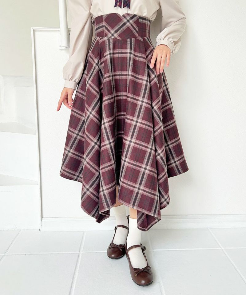 【新品】ヨークランド グレンチェック スカート ランダムヘムチェックスカート/F i.n.t [56AG03p008] | F i.n.t公式