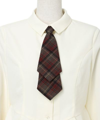 チェックネクタイ付きペプラムシャツ/an another angelus [56BF01j013