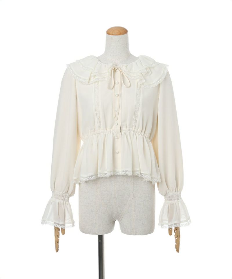 レース使いダブルラッフル衿ブラウス/an another angelus [56BF02j015