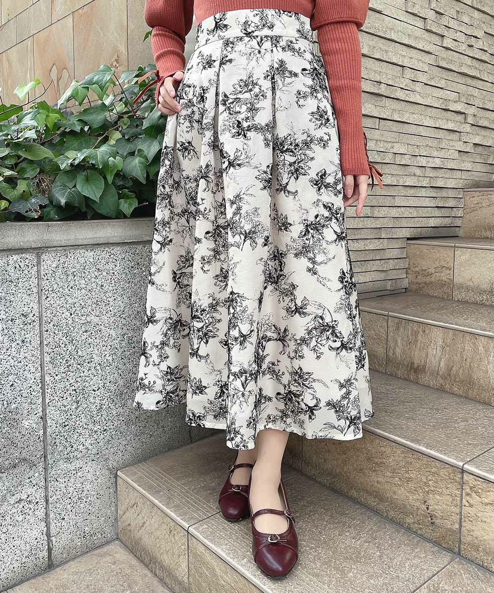 hirorin様専用 アナイのボタニカルプリントタックスカート 人気