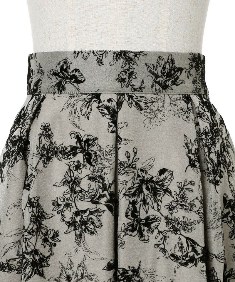 フラワーフロッキープリントタックスカート/an another angelus