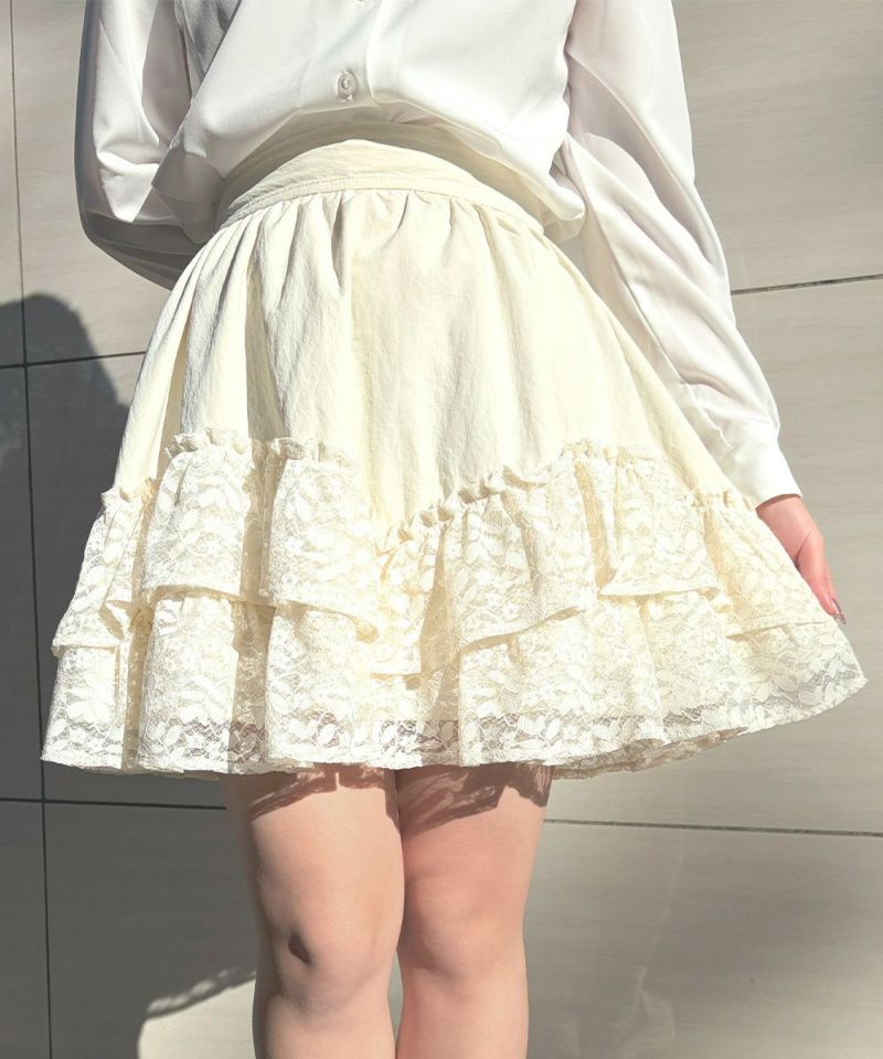 タグ付 GLOWNY ガールフレンドレースラッフルフリルミニスカート キュロット □【ご予約】レースフリルミニスカート/F i.n.t [57AG03k003][2月上旬