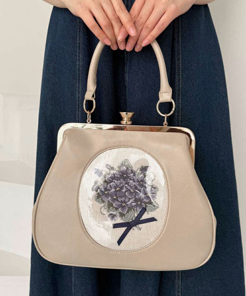 Ddd Afffg様オーダー専用　がま口バッグ フレームスミレ刺繍がま口バッグ/an another angelus [57BC05a001] | F