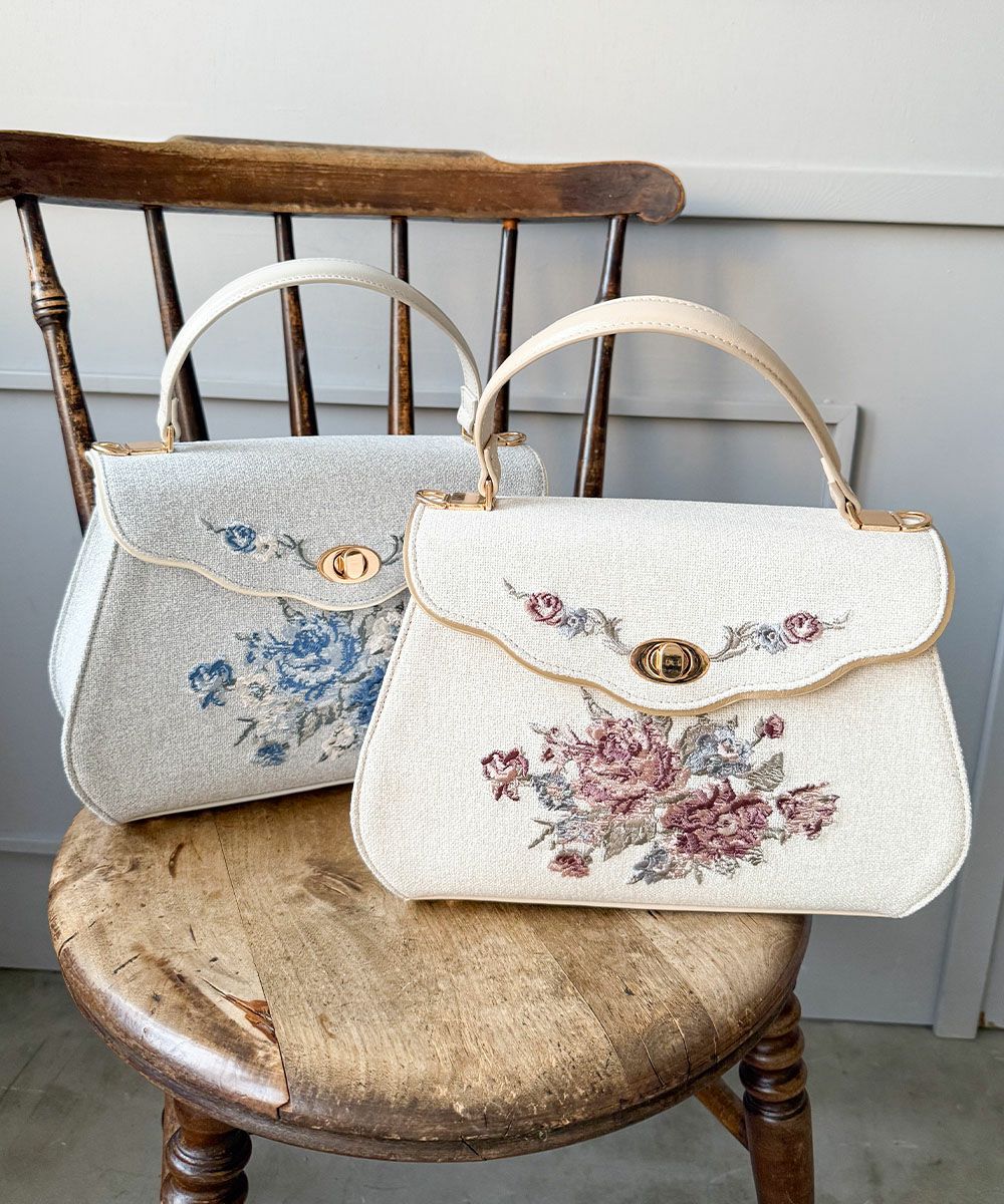 森の散歩道のバンブーバック　手刺繍　ハンドメイド 森の散歩道のバンブーバック 手刺繍 ハンドメイド 森の散歩道の