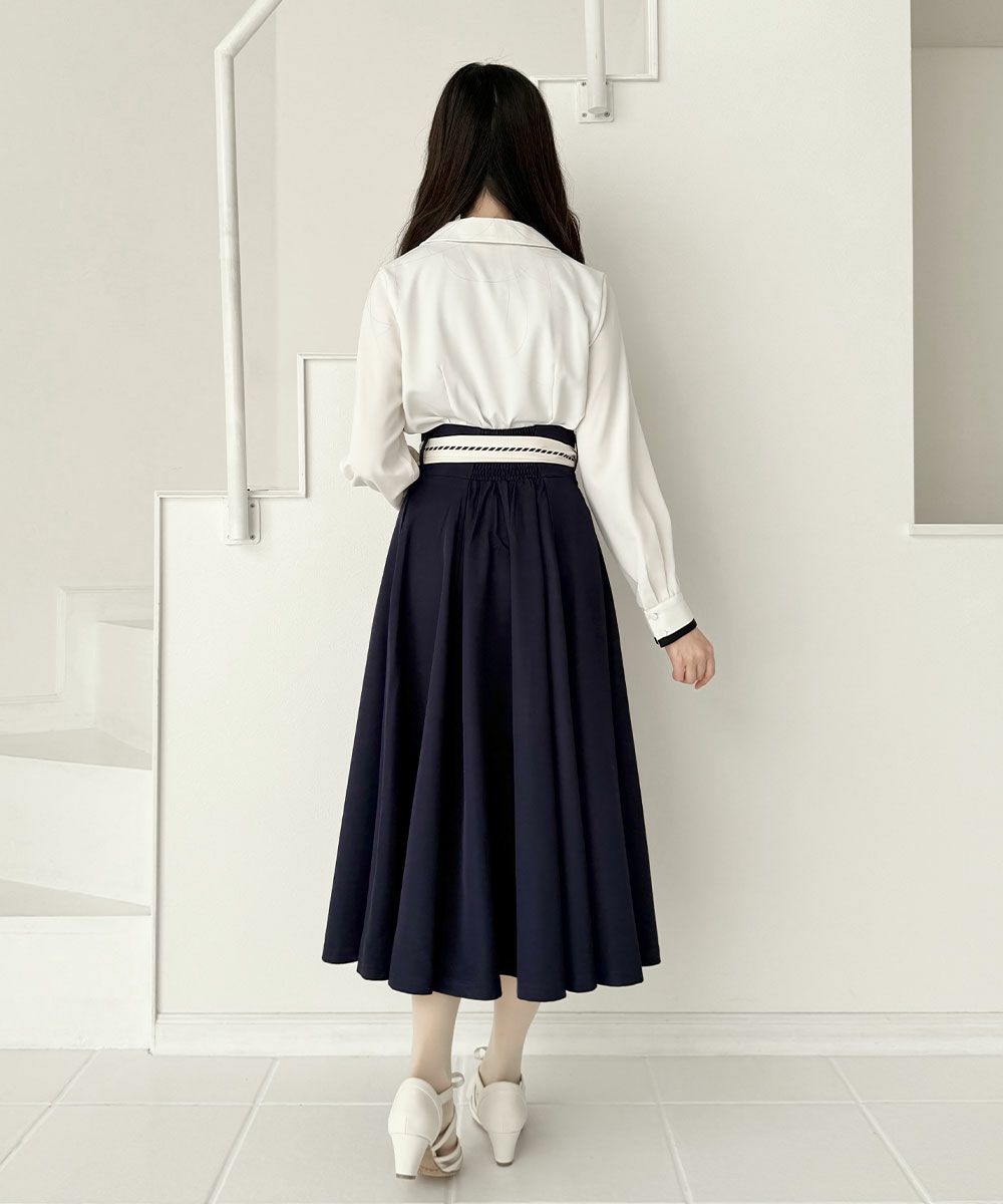 □【ご予約】クロスタイ付きバイカラーブラウス/an another angelus