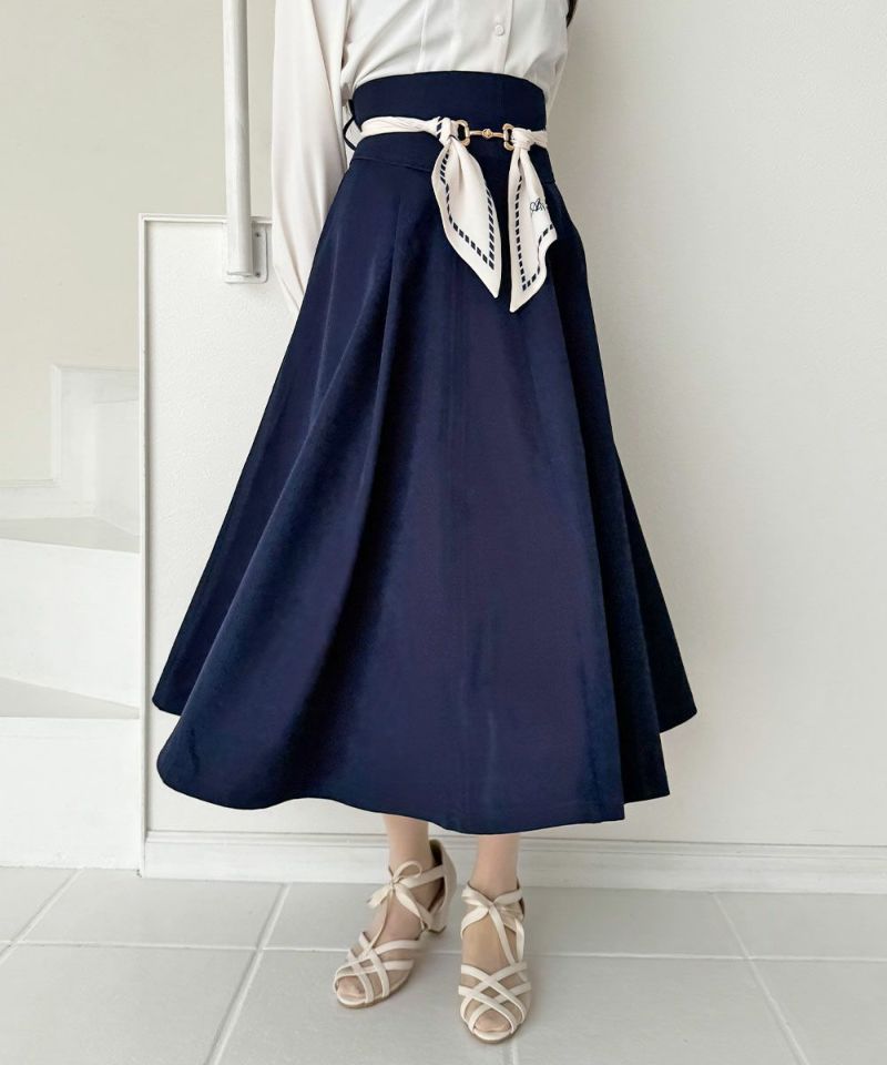 スカーフビットベルト付きフレアースカート/an another angelus