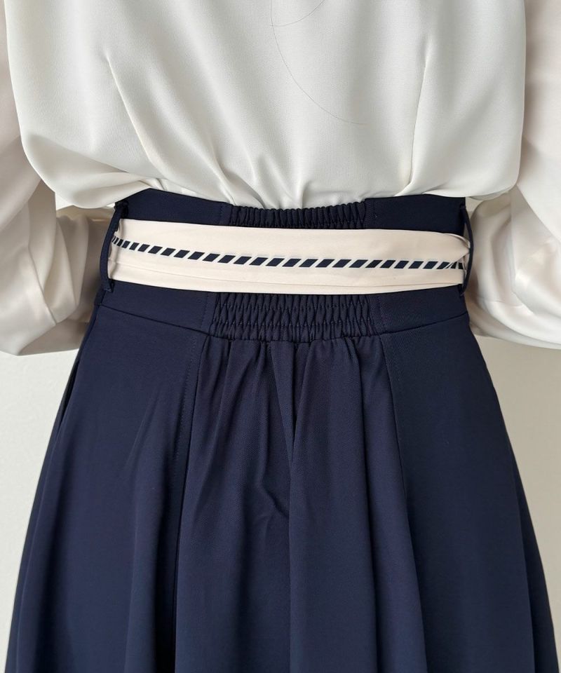 スカーフビットベルト付きフレアースカート/an another angelus