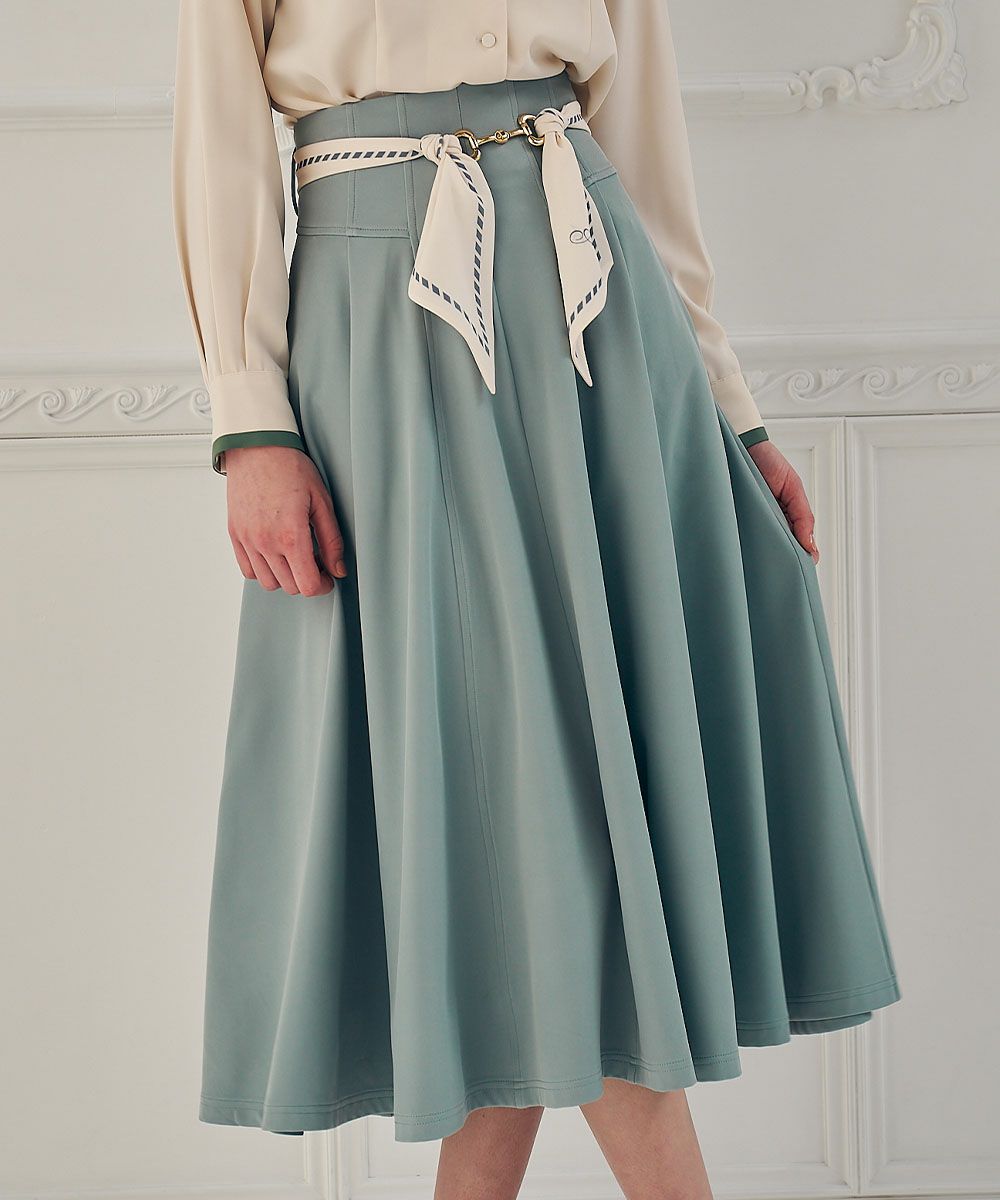 スカーフビットベルト付きフレアースカート/an another angelus