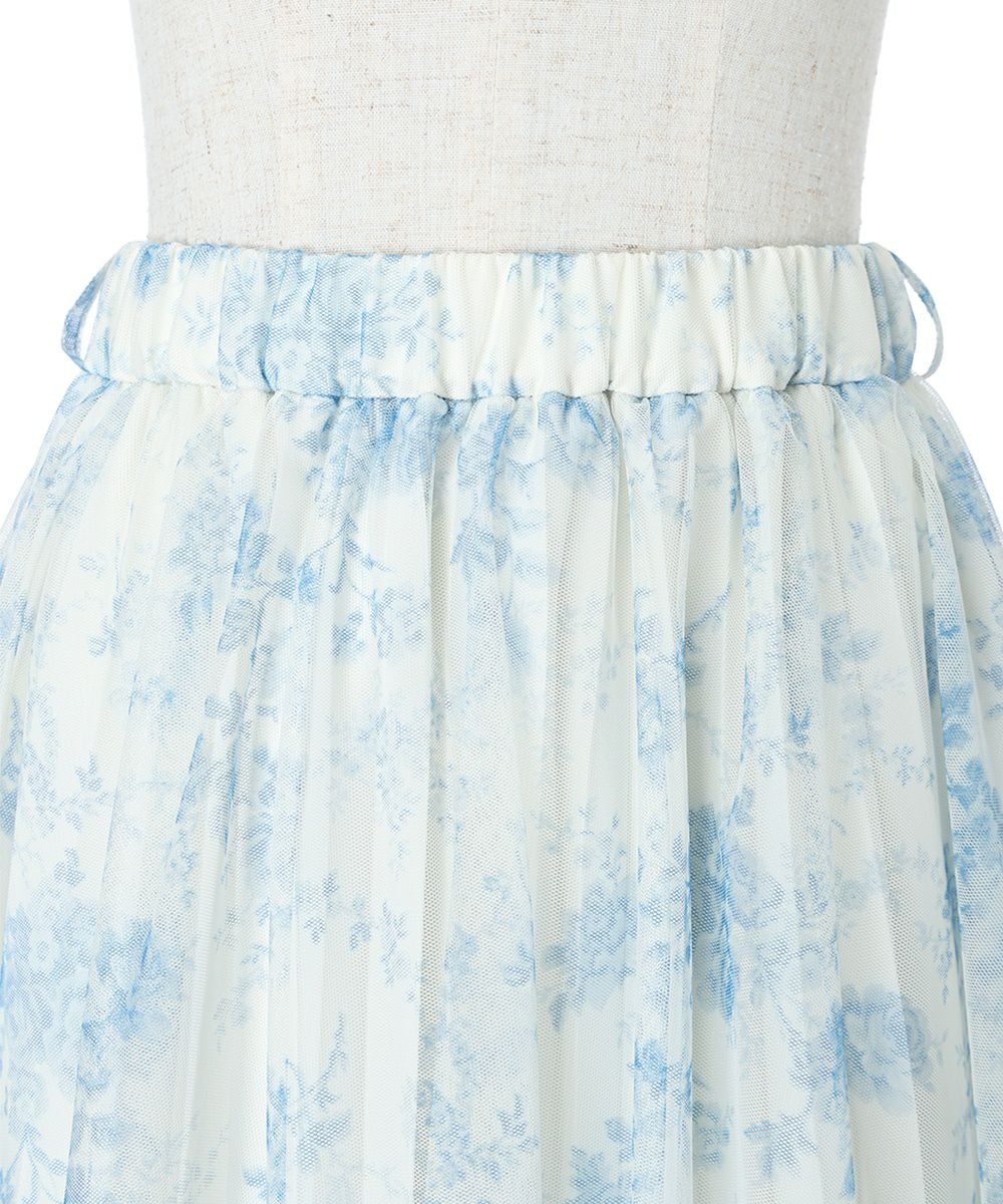 単色ローズ柄ボリュームチュールスカート/an another angelus