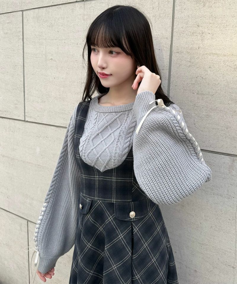 ディープVネックチェックジャンパースカート/F i.n.t [56AE04f019] | F