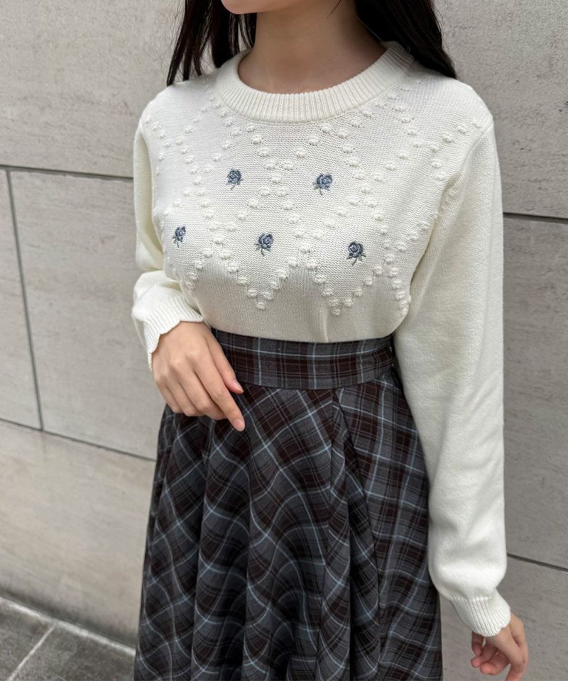 プチローズ刺繍ニットプルオーバー/F i.n.t [56AJ03j009] | F i.n.t