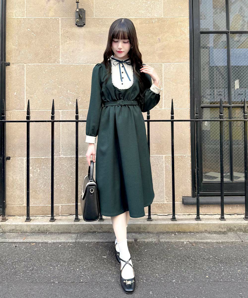 ■商品名 レース使いクレリックヨークワンピース/F i.n.t レース使いクレリックヨークワンピース/F i.n.t [56AE02j018] | F