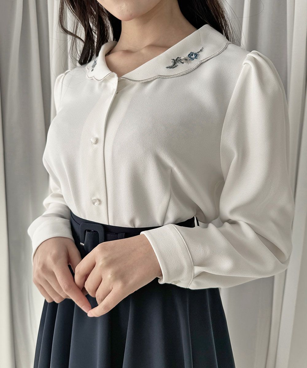 ローズ刺繍スカラップ衿ブラウス/an another angelus [57BF02j006] | F