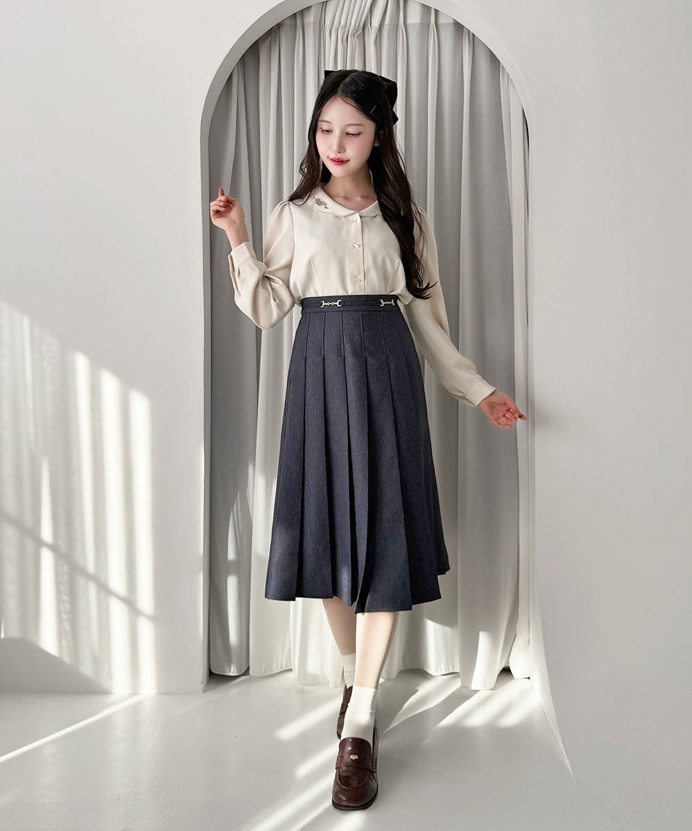 ローズ刺繍スカラップ衿ブラウス/an another angelus [57BF02j006] | F