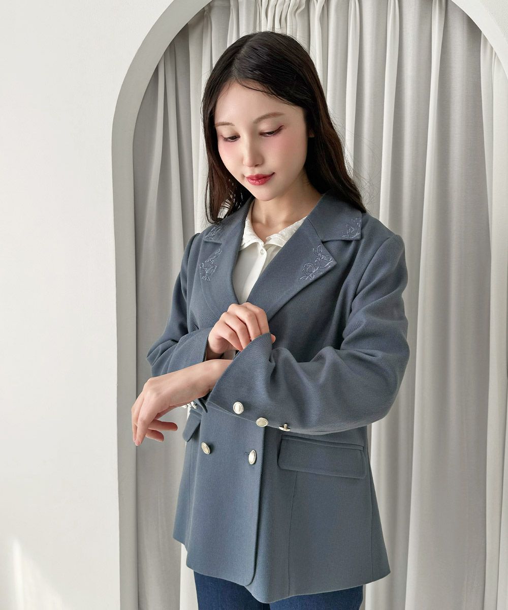 ローズ刺繍衿ダブル釦ジャケット/an another angelus [57BD01j002] | F