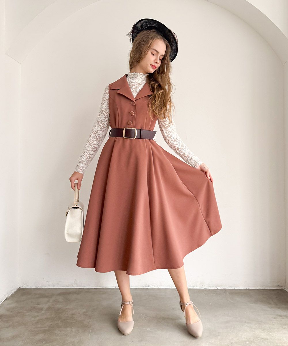 ベルト付き開衿ジレワンピース/an another angelus [57BE02f004] | F