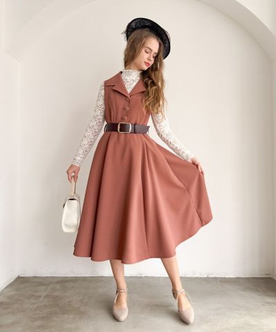 ベルト付き開衿ジレワンピース/an another angelus [57BE02f004] | F