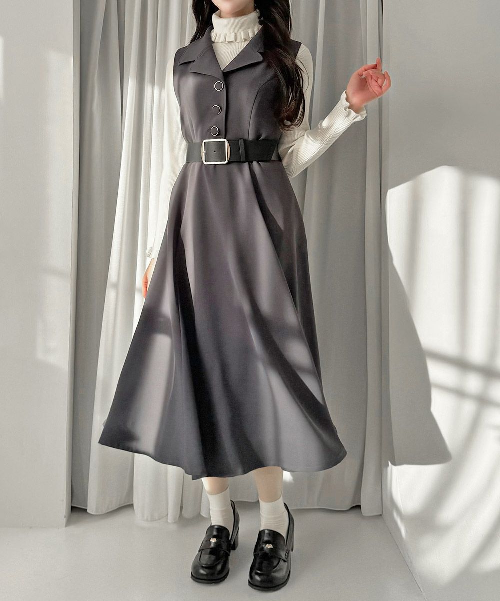 ベルト付き開衿ジレワンピース/an another angelus [57BE02f004] | F